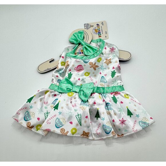 Build A Bear Christmas Holiday Tossed Cookie Dress w Bow Fits Cookiebara - Picture 1 of 5